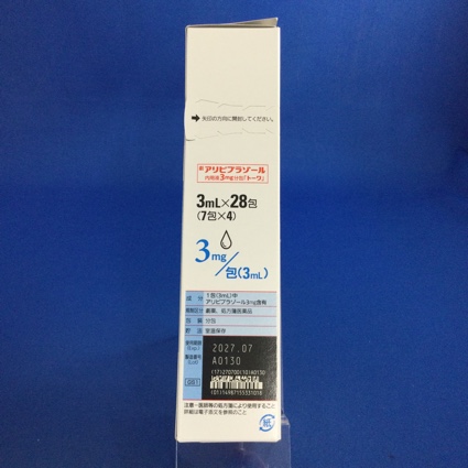 アリピプラゾール内用液３ｍｇ分包「トーワ」